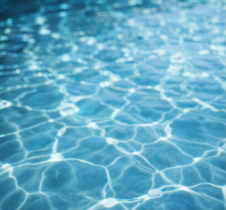 Water caustics and light patterns through acrylic pool window