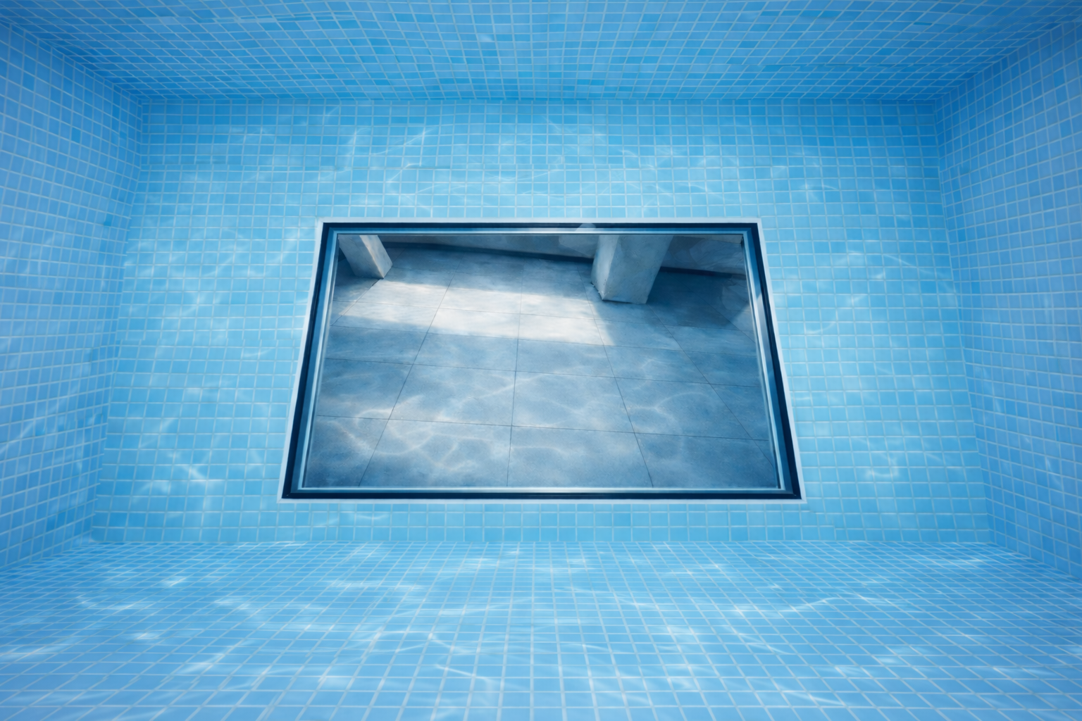Floor View 4-sided horizontal acrylic pool window system